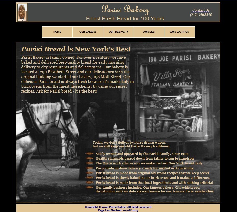 parisi bakery website