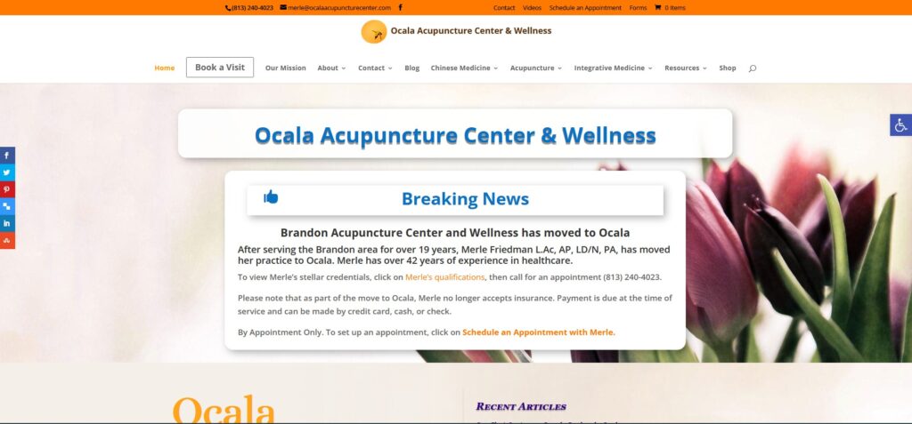 ocala acupuncture center & wellness website screenshot